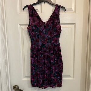 Lace Floral Purple Sleeveless Dress